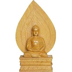 Wooden Meditating Buddha Artifacts (woodbuddha025)