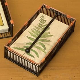 FERN paper NAPKIN dispenser HOLDER bathroom guest towel by Cypress Evergreen