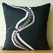 Zigs N Zags - Throw Pillow Covers - Silk Pillow Cover with Crystals Embroidery