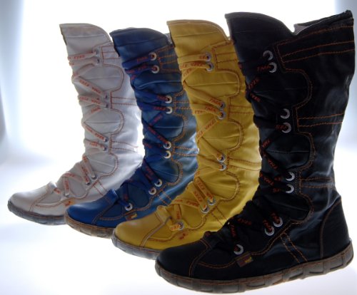 Leder Stiefel Damen Schwarz Gelb Blau Weiß Schuhe echt Leder Winter Stiefel gefüttert Reviews