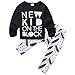 Baby Boys Long Sleeve Letters Little Heart Breaker Print T-Shirt and Panda Pants Outfit Set