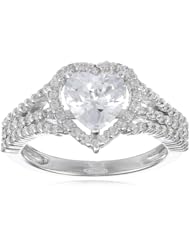 Myia Passiello "Hearts" Swarovski Cubic-Zirconia Halo Heart Split Shank Ring