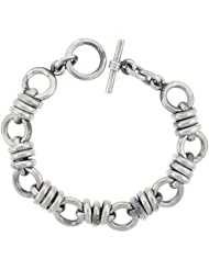Sterling Silver Doughnut Circles Link Bracelet Toggle Clasp Handmade 1/2 inch wide, sizes 8, 8.5 & 9 inch