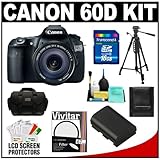Canon EOS 60D Digital SLR Camera Body with EF-S 18-135mm IS Lens + 16GB Card + Battery + Case + Tripod + Accessory Kit