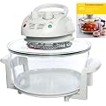Designer Habitat 12 Litre Premium 1400w Halogen Oven Cooker complete with Extender Ring (to 17 Litre), Lid Holder, Steamer, Frying Pan, Skewers, Low Rack, High Rack, Glove plus FREE 200 page ALL COLOUR Recipe book by Hamlyn RRP �4.99