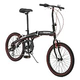 WACHSEN(ヴァクセン) 20インチ アルミフレーム 折りたたみ自転車 6段変速 Angriff BA-100-BRD