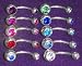 Lot of 10 New Double Jeweled Gem Belly Navel Body Jewelry Piercing Bar Ring Rings 14g