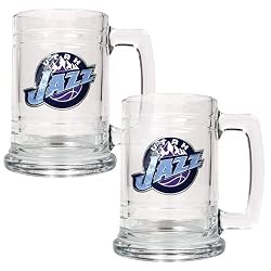 Utah Jazz NBA 2pc 15oz Glass Tankard Set - Primary Logo by Great American Products