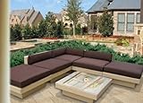 Outdoor Patio Wicker Sofa Sectional 6 Pc Set in Tan with Brown Cushions - All Weather & Free Shipping Direct From Lexington Modern!