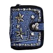 Denim Wallet Deluxe with Silver Decor Crafted from Vintage Denim, 5" x 4"