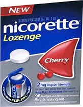 New Nicorette Nicotine Lozenges 2mg CHERRY flavor BONUS Pak 96 ea (33% more than 72) commit to quit 72 + 24 bonus = 96 Lozenges