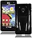 Bastex Rugged Heavy Duty Hybrid T-Stand Case for LG Lucid 2 VS870 - Black Silicone Soft Cover with Black Hard T-Stand Shell