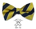 Men's Self-Tie Stripe Silk Bow Tie - - Gold, Navy and White