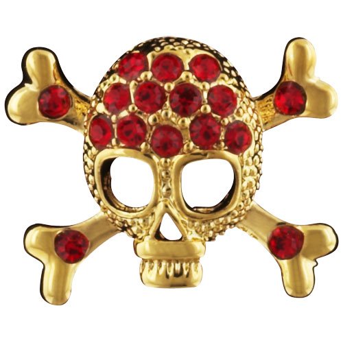 Pugster Gold Tone Rhinestone Skull Brooch