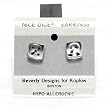 10mm Dice Post Earrings, Translucent Clear w/Black