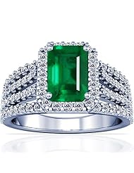 Platinum Emerald Cut Emerald Ring With Sidestones (GIA Certificate)