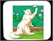 Decorated Mouse Pad with butterfly, playing, cat, white, garden