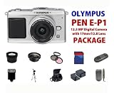 Olympus PEN E-P1 12.3 MP Digital Camera with 17mm f/2.8 Lens (Silver) + PRO Monster Flash, Deluxe Carrying Case, Batteries, Lens & Tripod Complete Accessories Package