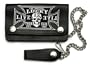 Lucky 13 BLACK KROSS Leather Wallet with Chain and Embroidered Patch
