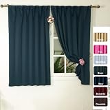 Solid Thermal Insulated Blackout Curtain 63L- 1 Set-NAVY