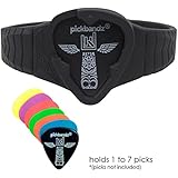 Pickbandz PRO Guitar Pick Holder Silicone Wristband in Black Raven - M to L fit - Designed to hold up to 7 Picks!