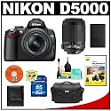 Nikon D5000 Digital SLR Camera with 18-55mm VR Lens + 55-200mm VR Zoom Lens + 16GB Memory Card + Spare EN-EL9 Battery + Case