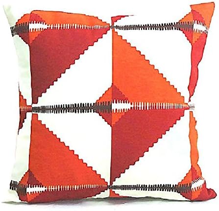 Diamond pillow cover - 18x18 - Geometric cotton cushion cover - Burgundy Orange red White throw sham - Modern accent livingroom chair decor by SABDECO