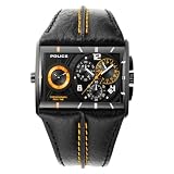 Police - PX11397N -Montre Homme Acier - Quartz Analogique Chronographe - Dualtime - Dateur - Bracelet Cuir Noir