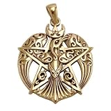 Bronze Raven Pentacle Crow Totem Pendant By Dryad Design Jewelry