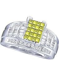 1.00CTW DIAMOND LADIES FASHION RING WITH SQUARE YELLOW PRINCESS