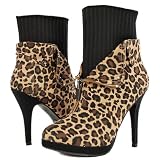 Rhythm20 Sweater Trim Ankle Boots LEOPARD