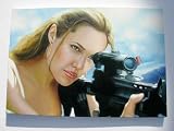 ANGELINA JOLIE ORIGINAL OIL GICLEE W EMBELLISHED ACRYLIC ON CANVAS GALLERY WRAP STYLE 26X18