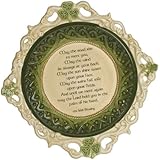 Grasslands Road Celtic 2-Inch by 10-1/2-Inch by 10-1/2-Inch "May The Road Rise.." Irish Blessing Shamrock Dish with Stand