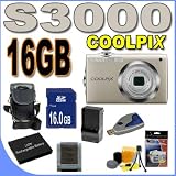 Coolpix S3000 12 MP Digital Camera w/4x Optical VR Zoom (Silver) BigVALUEInc Accessory Saver 16GB Battery Bundle