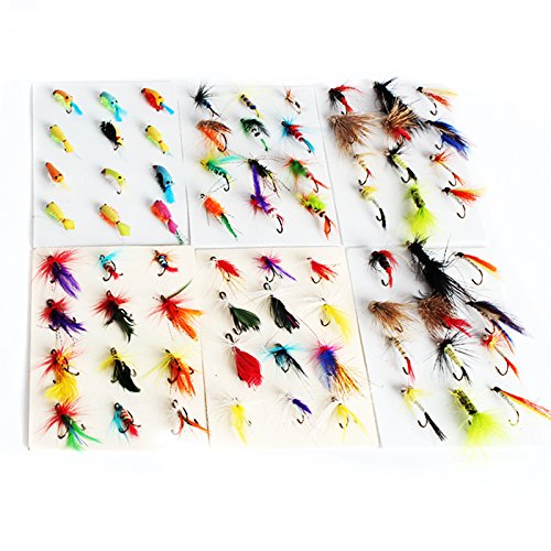 Sougayilang Fly Fishing Flies Mix Designs Fishing Lure Pack of 72pcs