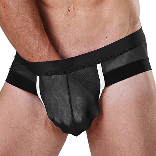 Jack Smith® Men's Sexy See-Through Yarns Underwear Y-Front Briefs (M, Black)