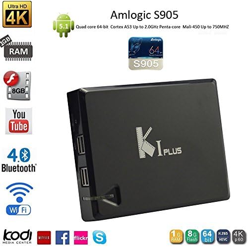 KI PLUS DVB T2+S2 Quad-core Android TV BOX 4K ULTBKHD 1G RAM 8G ROM 64bit 4 Core CPU Streaming Media Player With YouTube/ Netflix/ Kodi Fully Loaded Supports Full HD 1080P/ 4K UHD