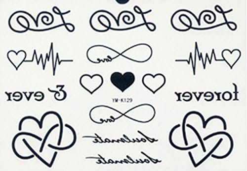 GGSELL GGSELL tattoo size 6.30 x 6.30" look like real and long last fake temporary tattoo stickers different heart design with word forever"