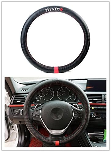 1Pcs Automotive Steering Wheel Cover Black Carbon Fiber Leather Strip Nismo Car For GT-R 350Z 370Z Altima Cube Leaf Note NP300 Quest