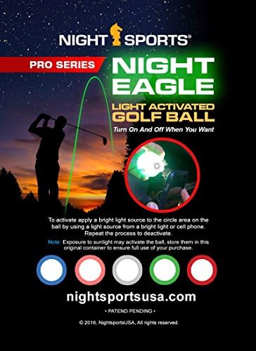 Night Sports Light Activated LED Golf Balls Color Red Turn them On/Off and Play