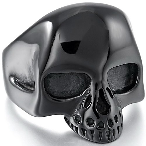 Men's Stainless Steel Ring Band Black Alien Skull Gothic Size8