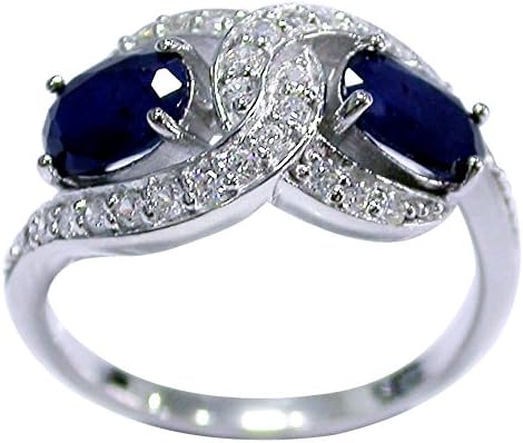 Cradled Natural Blue Sapphire Ring 925 Silver Fashion Design Trend