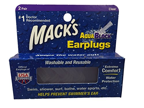 Mack's AquaBlock Earplugs - Clear (2 pair)