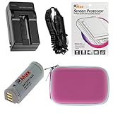 NB-9L Replacement Battery + Travel AC Charger with Car Adapter + Pink Camer ....