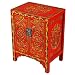 EXP Handmade Asian Furniture - 26" Red & Gold Tibetan Nightstand / Storage Cabinet With Lotus Motif