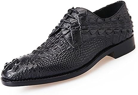ShoeperStar Mens 3D Crocodile Grain Wingtip Leather Shoes