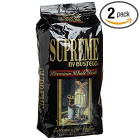 Supreme by Bustelo Premiun Whole Bean, Espresso, 16-Ounce Bags (Pack of 2)
