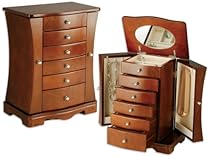 tall walnut jewelry box with necklace sides