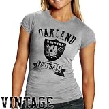 NFL Oakland Raiders Woman's Vintage Flock Short Sleeve Crew Tee, Steel, X-Large