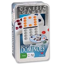Cardinal Double 12 Color Dot Mexican Train Dominoes in Tin